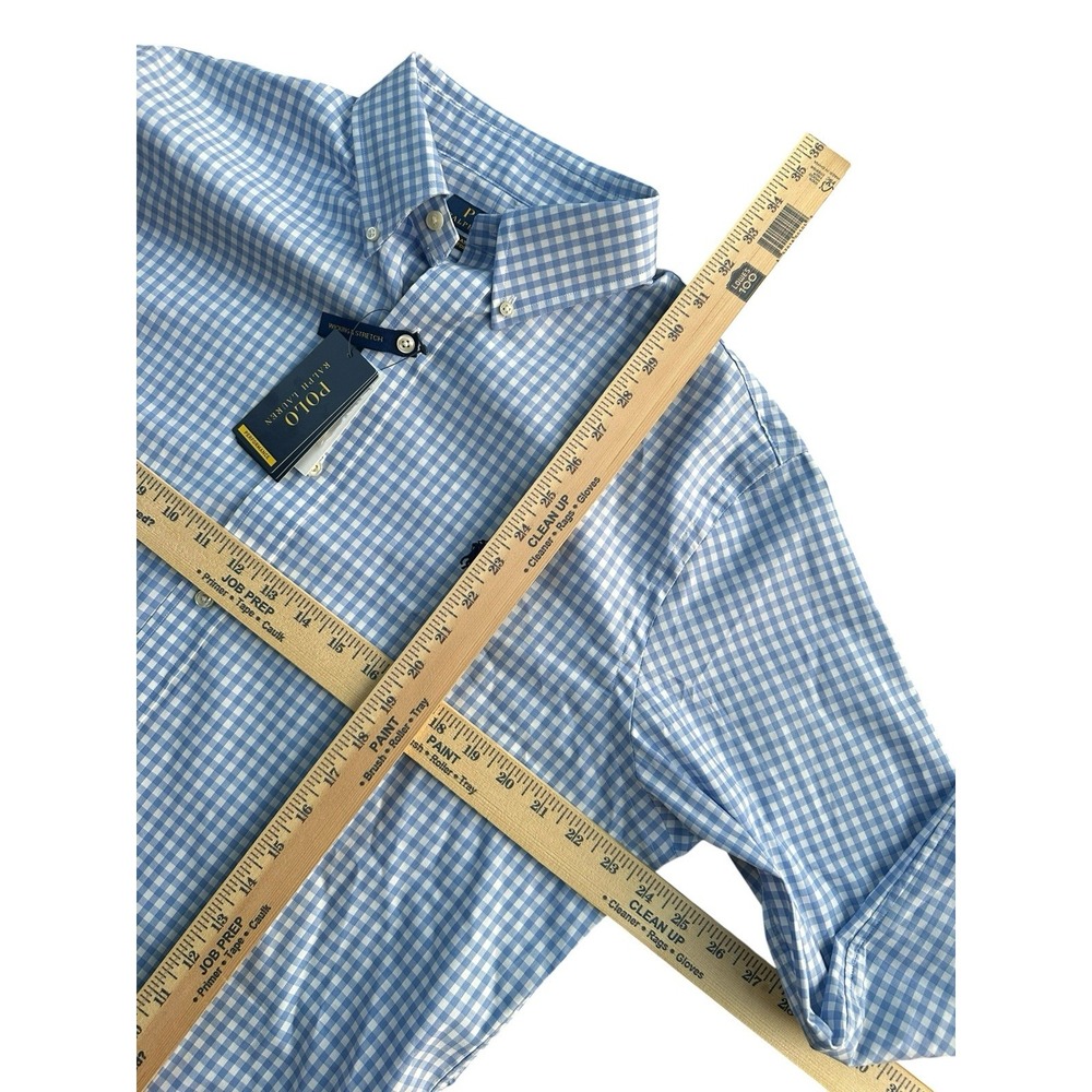 Polo Ralph Lauren Performance Button Up Shirt Gingham Blue Striped Men's Size L - Picture 6 of 8